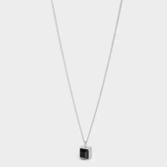 Aiguise Necklace In Sterling Silver With Rhodium Finish And Onyx - Onyx | ^CELINE Shop