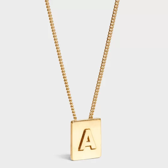 Alphabet A Necklace In Brass With Finish - | ^CELINE New