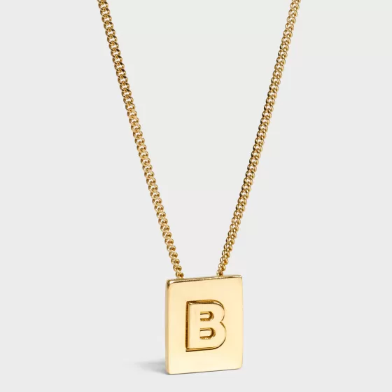 Alphabet B Necklace In Brass With Finish - | ^CELINE Clearance