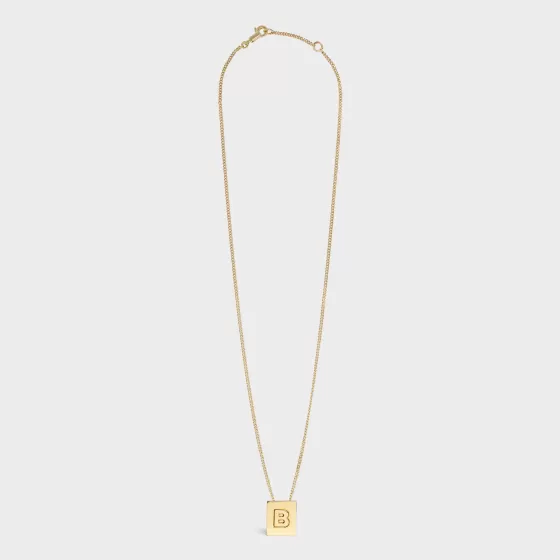 Alphabet B Necklace In Brass With Finish - | ^CELINE Clearance