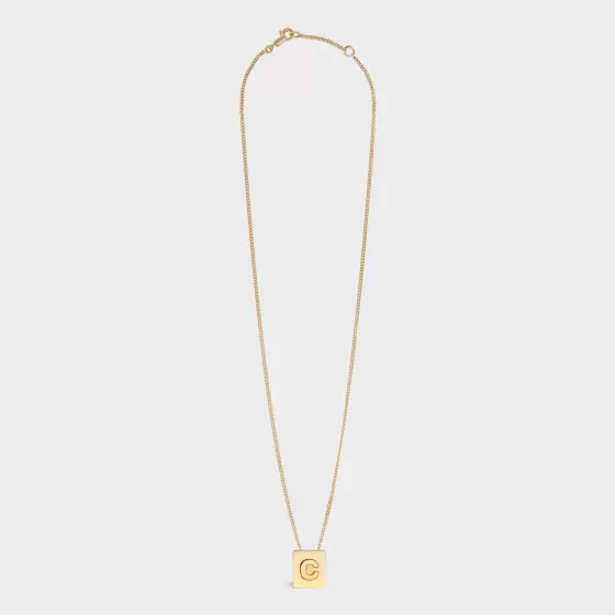 Alphabet C Necklace In Brass With Finish - | ^CELINE New