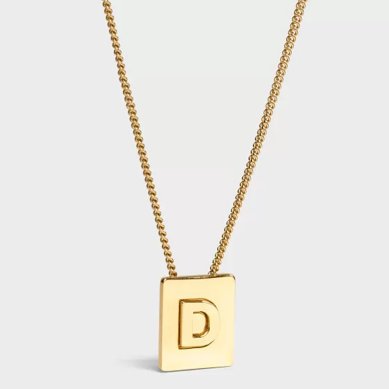 Alphabet D Necklace In Brass With Finish - | ^CELINE Best