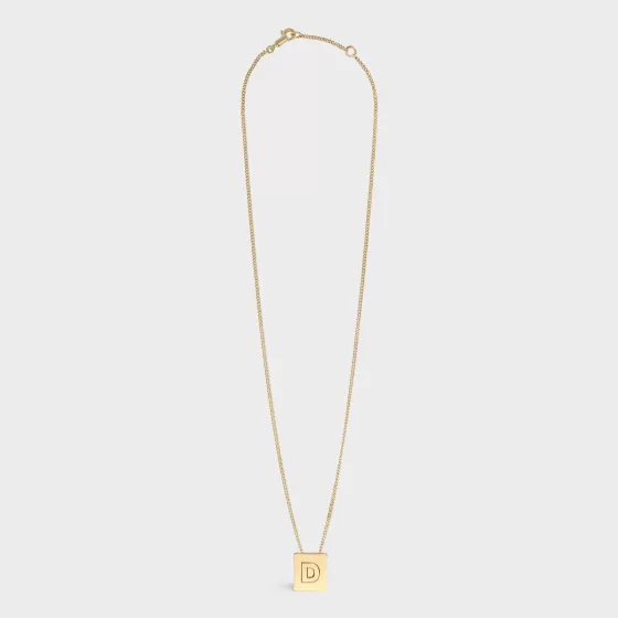 Alphabet D Necklace In Brass With Finish - | ^CELINE Best