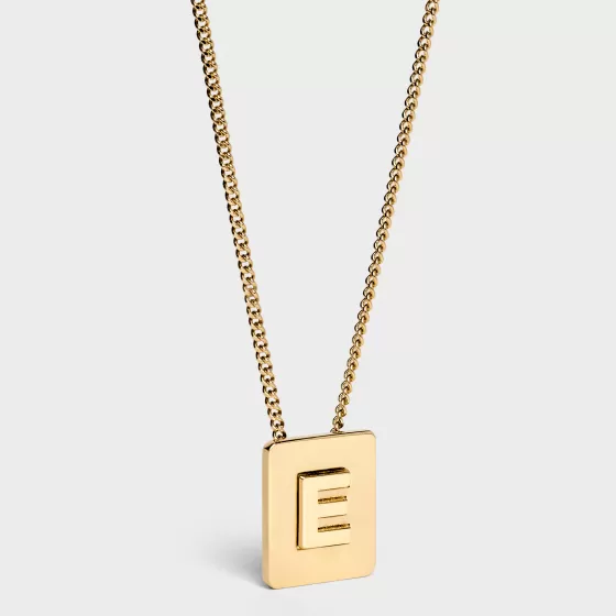 Alphabet E Necklace In Brass With Finish - | ^CELINE Hot