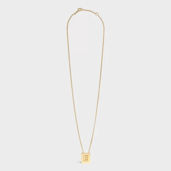 Alphabet E Necklace In Brass With Finish - | ^CELINE Hot