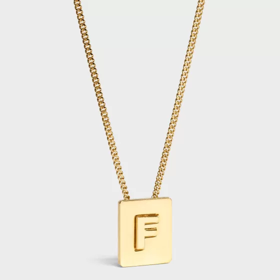 Alphabet F Necklace In Brass With Finish - | ^CELINE Discount