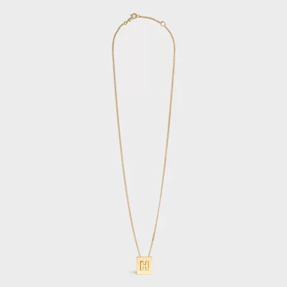 Alphabet H Necklace In Brass With Finish - | ^CELINE Clearance