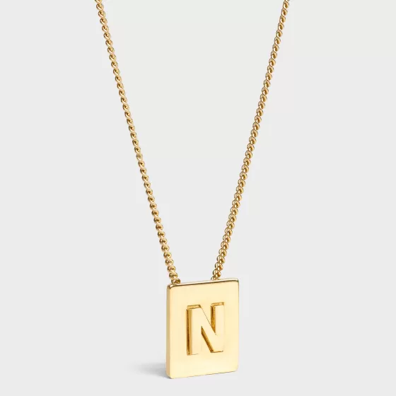 Alphabet N Necklace In Brass With Finish - | ^CELINE Flash Sale