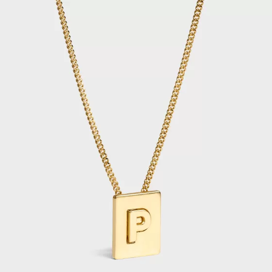 Alphabet P Necklace In Brass With Finish - | ^CELINE New