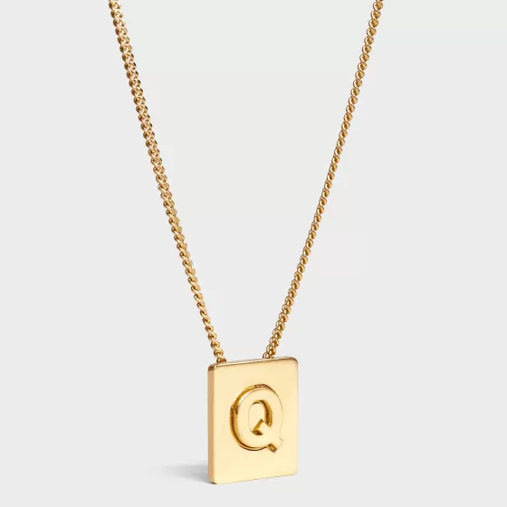 Alphabet Q Necklace In Brass With Finish - | ^CELINE Online