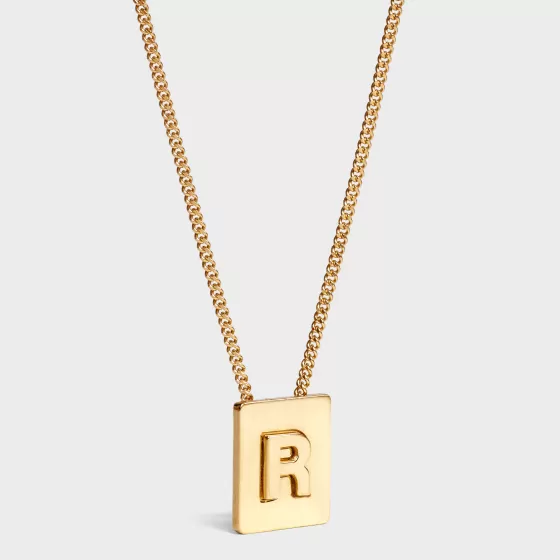 Alphabet R Necklace In Brass With Finish - | ^CELINE Best Sale