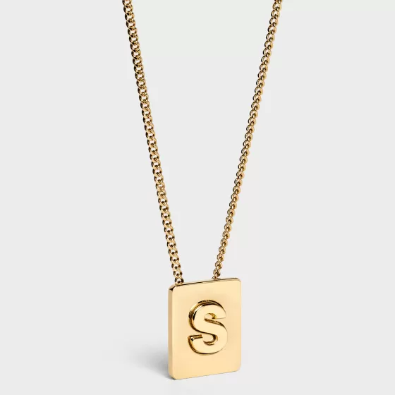 Alphabet S Necklace In Brass With Finish - | ^CELINE New