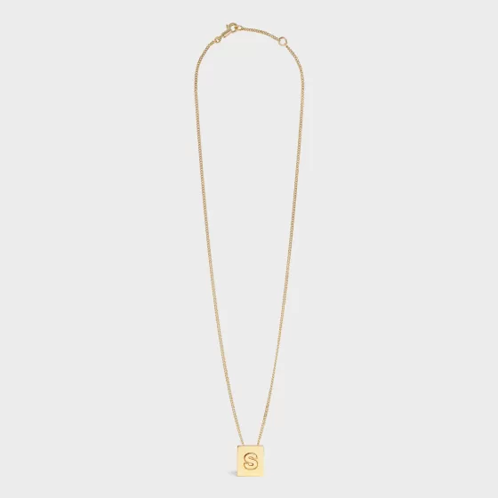 Alphabet S Necklace In Brass With Finish - | ^CELINE New