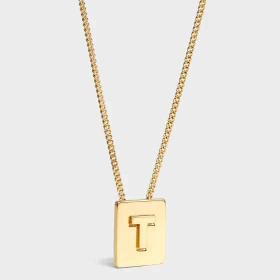 Alphabet T Necklace In Brass With Finish - | ^CELINE Cheap