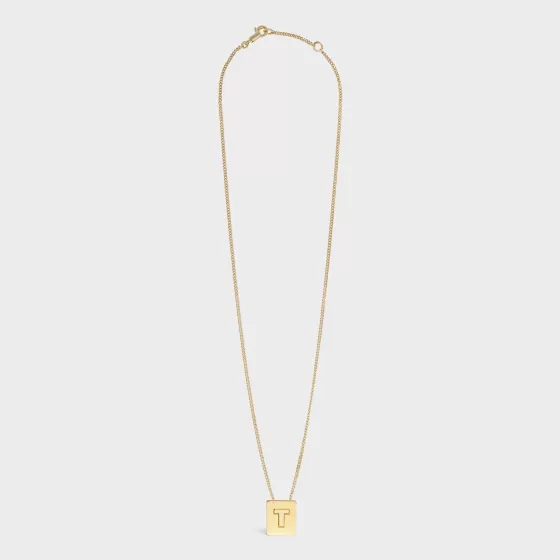 Alphabet T Necklace In Brass With Finish - | ^CELINE Cheap