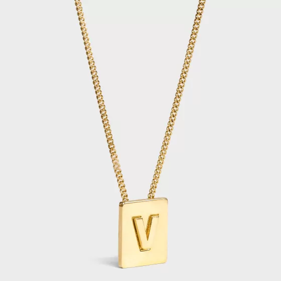 Alphabet V Necklace In Brass With Finish - | ^CELINE Sale