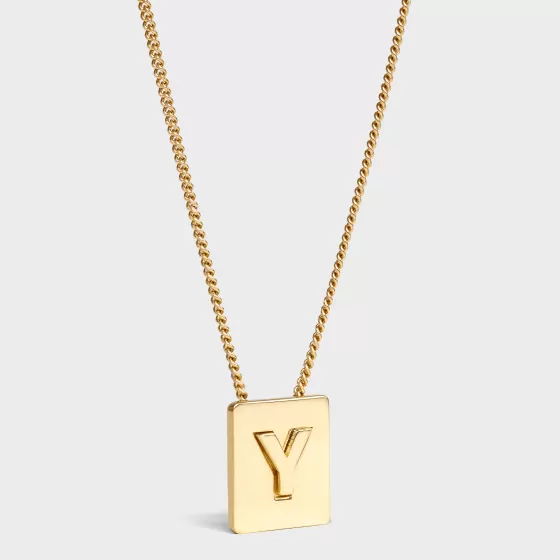 Alphabet Y Necklace In Brass With Finish - | ^CELINE Sale