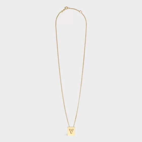 Alphabet Y Necklace In Brass With Finish - | ^CELINE Sale