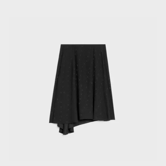 Asymmetrical Skirt In Shiny Matte Silk - | ^CELINE Flash Sale