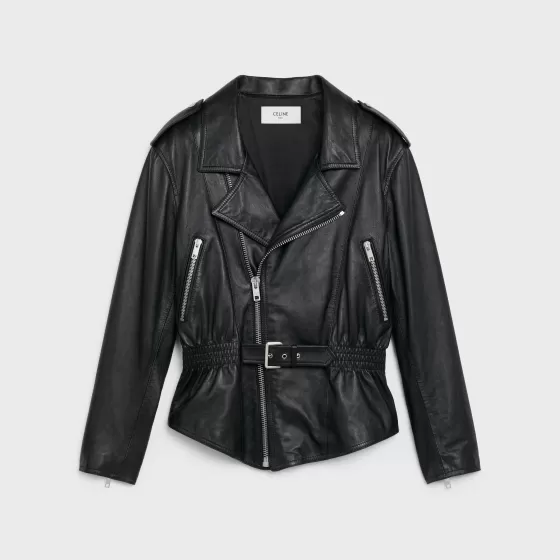 Belted Biker Jacket In Soft Lambskin - | ^CELINE Store