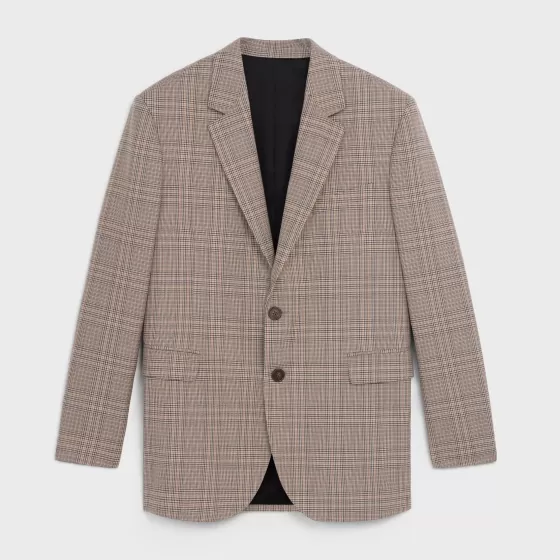 Boxy Jacket In Prince Of Wales Check Wool - | ^CELINE Best Sale