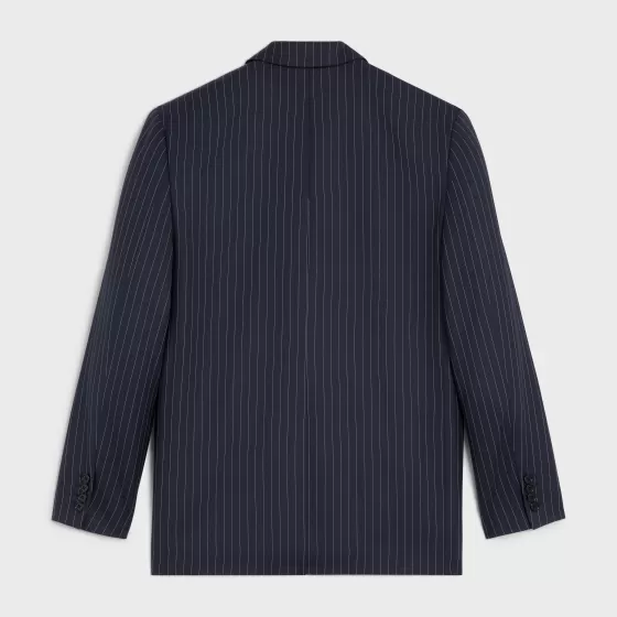 Boxy Jacket In Striped Cashmere Wool - | ^CELINE Outlet