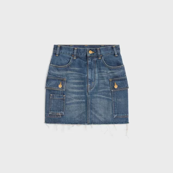 Cargo Mini Skirt In Denim - | ^CELINE Hot