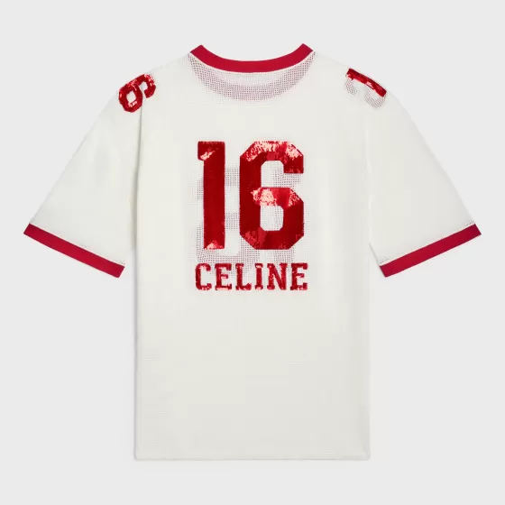 16 Embroidered T-Shirt In Jersey Mesh - | ^CELINE Clearance