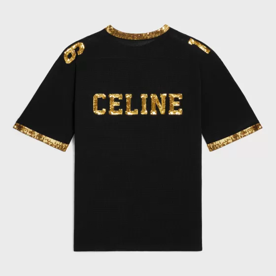 16 Embroidered T-Shirt In Jersey Mesh - | ^CELINE Shop