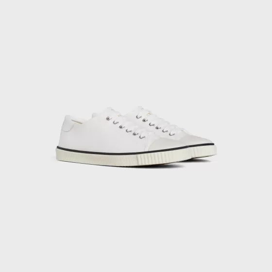 Blank Low Lace Up Sneaker With Toe Cap In Canvas And Calfskin - | ^CELINE Discount