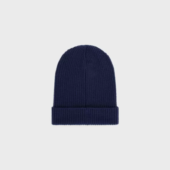 Embroidered Beanie In Ribbed Felted Wool - | ^CELINE Cheap