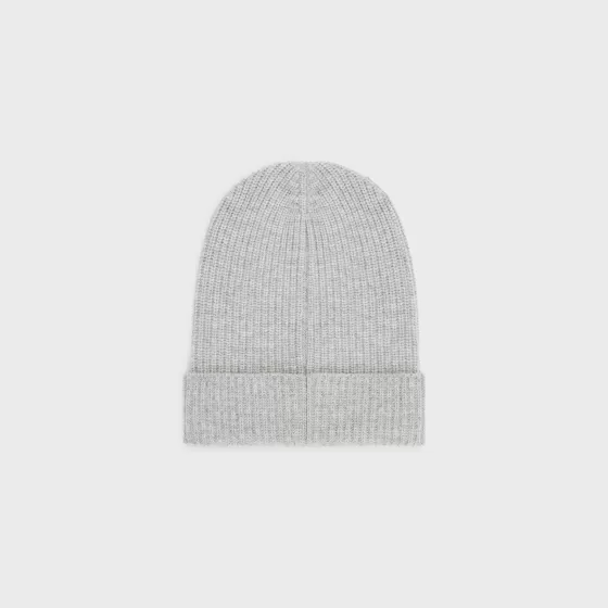 Embroidered Beanie In Ribbed Felted Wool - | ^CELINE Flash Sale