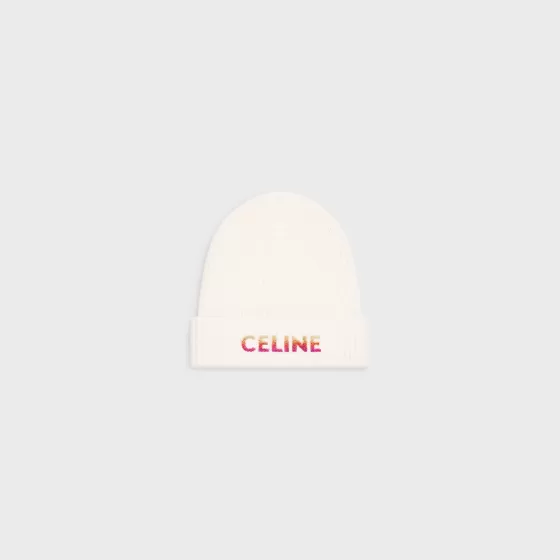 Embroidered Beanie In Ribbed Wool - | ^CELINE Hot