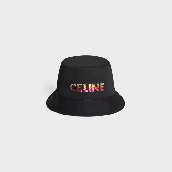 Embroidered Bucket Hat In Cotton Gabardine - | ^CELINE Cheap