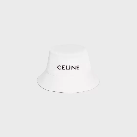 Embroidered Bucket Hat In Cotton Gabardine - | ^CELINE New