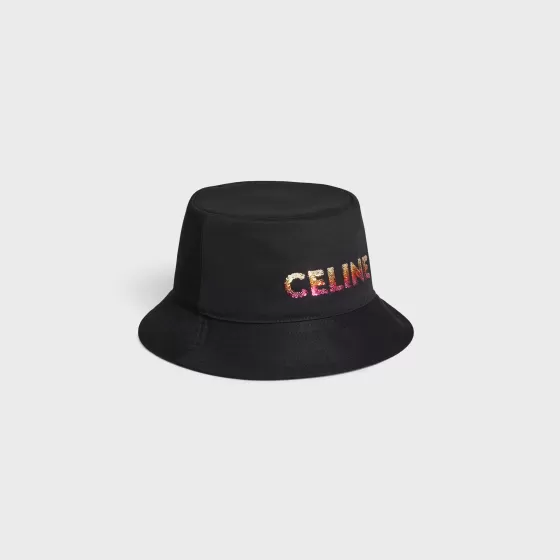 Embroidered Bucket Hat In Cotton Gabardine - | ^CELINE Cheap