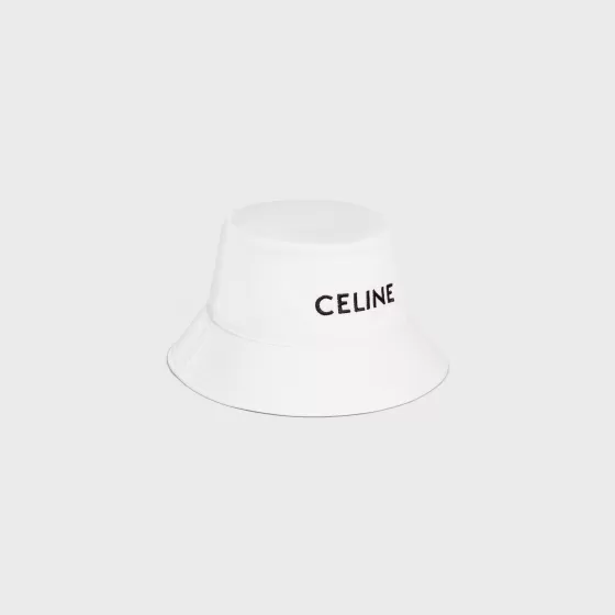 Embroidered Bucket Hat In Cotton Gabardine - | ^CELINE New