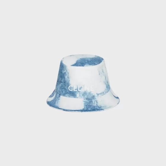 Embroidered Bucket Hat In Denim - | ^CELINE Clearance