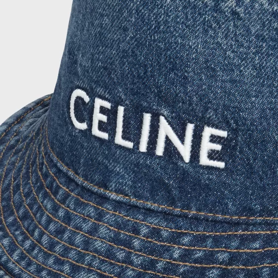 Embroidered Bucket Hat In Denim - | ^CELINE Store