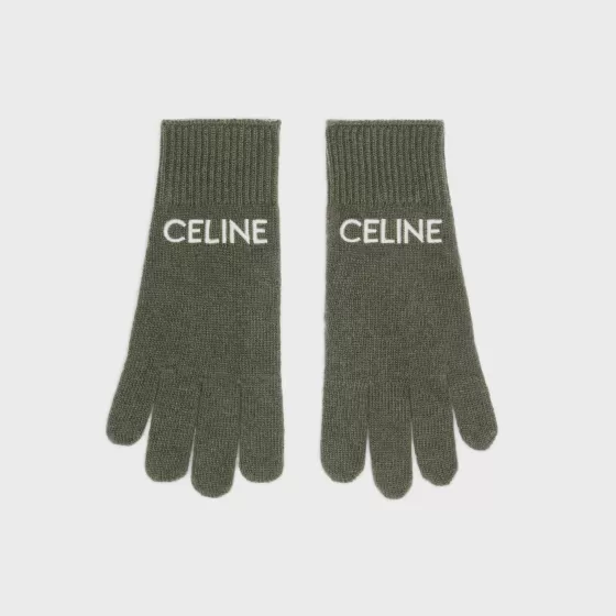 Embroidered Gloves In Ribbed Wool - | ^CELINE Hot