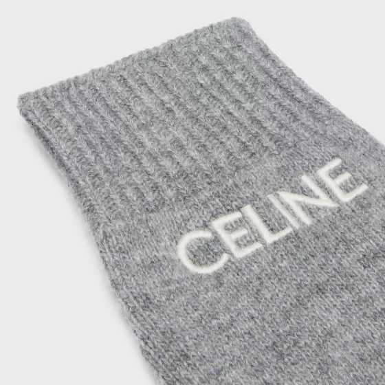 Embroidered Gloves In Ribbed Wool - | ^CELINE Shop