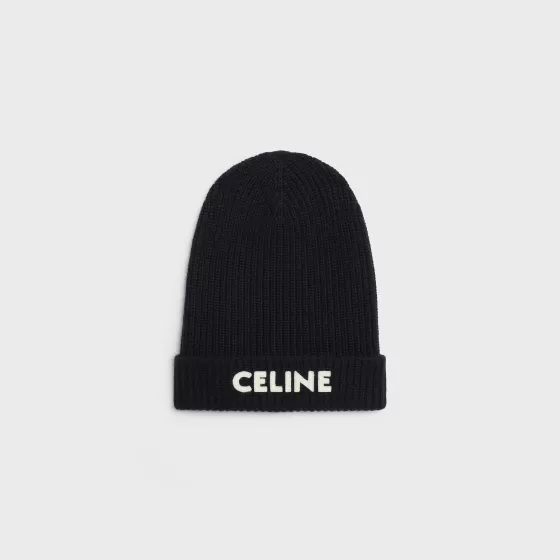 Embroidered Knit Wool Beanie - | ^CELINE Best Sale