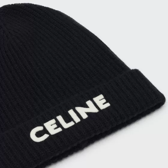 Embroidered Knit Wool Beanie - | ^CELINE Best Sale