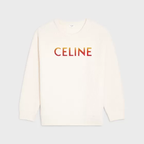 Embroidered Sweater In Ribbed Wool - | ^CELINE Online