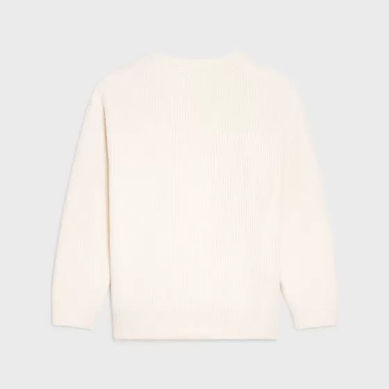 Embroidered Sweater In Ribbed Wool - | ^CELINE Online