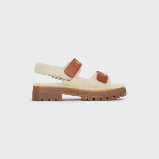 Leo Scratch Sandal In Shearling & Calfskin - | ^CELINE Shop