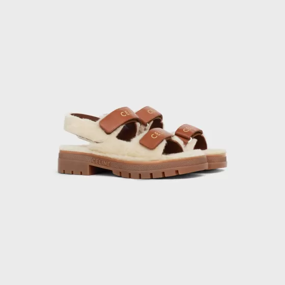 Leo Scratch Sandal In Shearling & Calfskin - | ^CELINE Shop