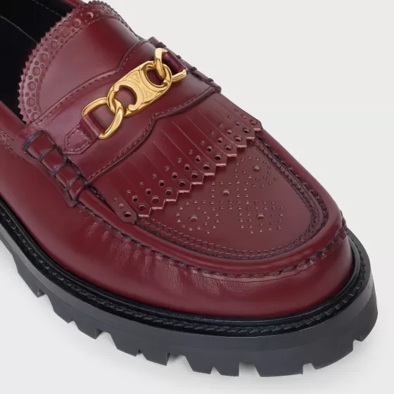 Margaret Loafer With Triomphe Chain And Brogue Details In Polished Bull - | ^CELINE Discount