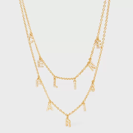 Paris Double Necklace In Brass With Finish And Crystals - | ^CELINE Clearance