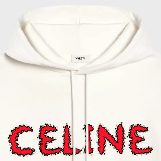 Rhinestones Hoodie In Cotton Fleece - | ^CELINE Fashion